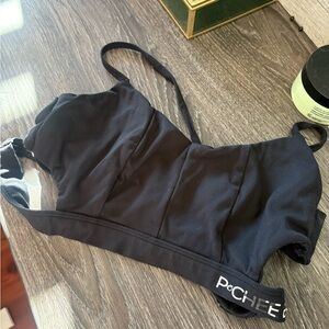 Black Bralette Top with Logo Band